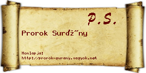 Prorok Surány névjegykártya